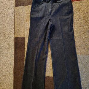 Larry Levine Stretch Casual Business Wear Pants Size 6 Dark Wash 77% Cotton